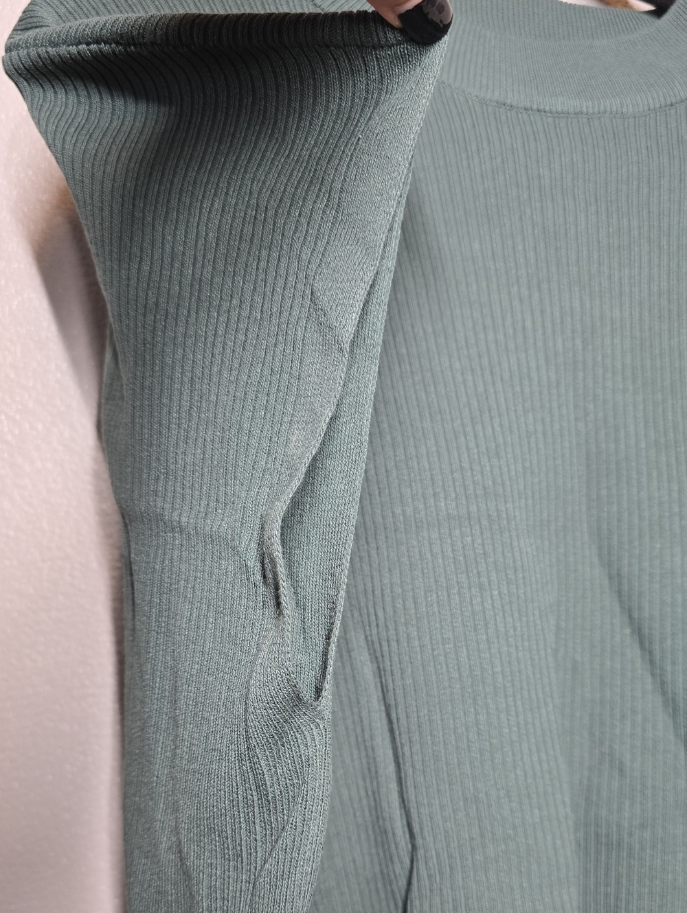 Boxy Ribbed Crewneck Sweater - Green - Picture 2 of 7